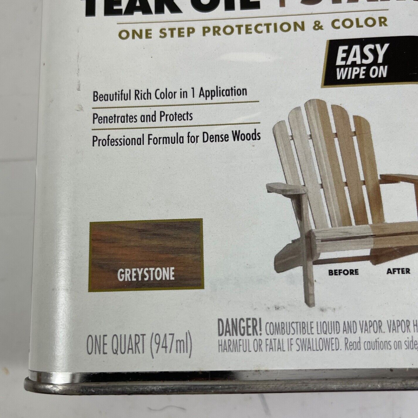 Watco Greystone Teak Oil Wood Stain, Oil-Based Paint, 1 Qt