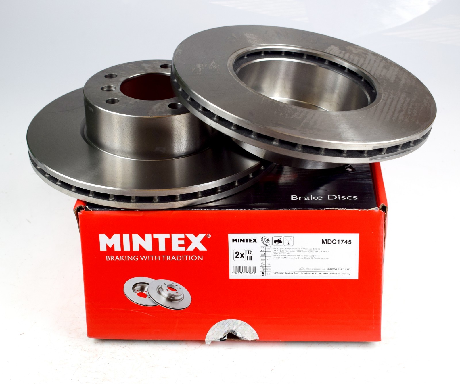 2X MINTEX FRONT DISC BRAKES MDC1745 BMW 1 E81 87 88 82 3 E90 93 91 89 92 Z4 E89