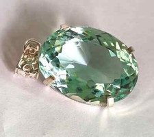 Natural 79.65 Ct Brazilian Oval Cut AQUAMARINE Topaz Pendant 925 Silver Gemstone