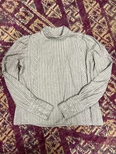 Isabel Marant Étoile Grey Striped Cotton Flannel Top Blouse Snaps Small 34