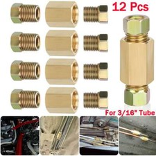 12x Straight Brass Brake Line Inverted Compression Fitting Unions For 316 Tube