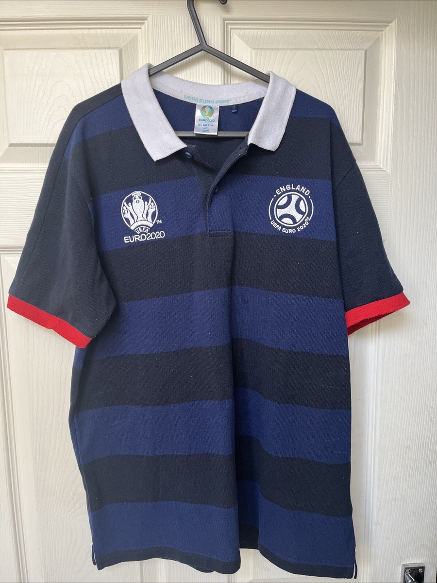 England Football UEFA Euro 2020 Polo Shirt Size L Blue Black