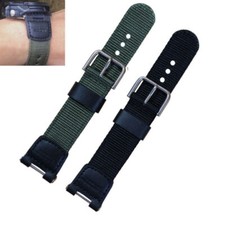 Canvas For Casio SGW-100 SGW100 Nylon Bracelet Strap Black/Green Watch Band