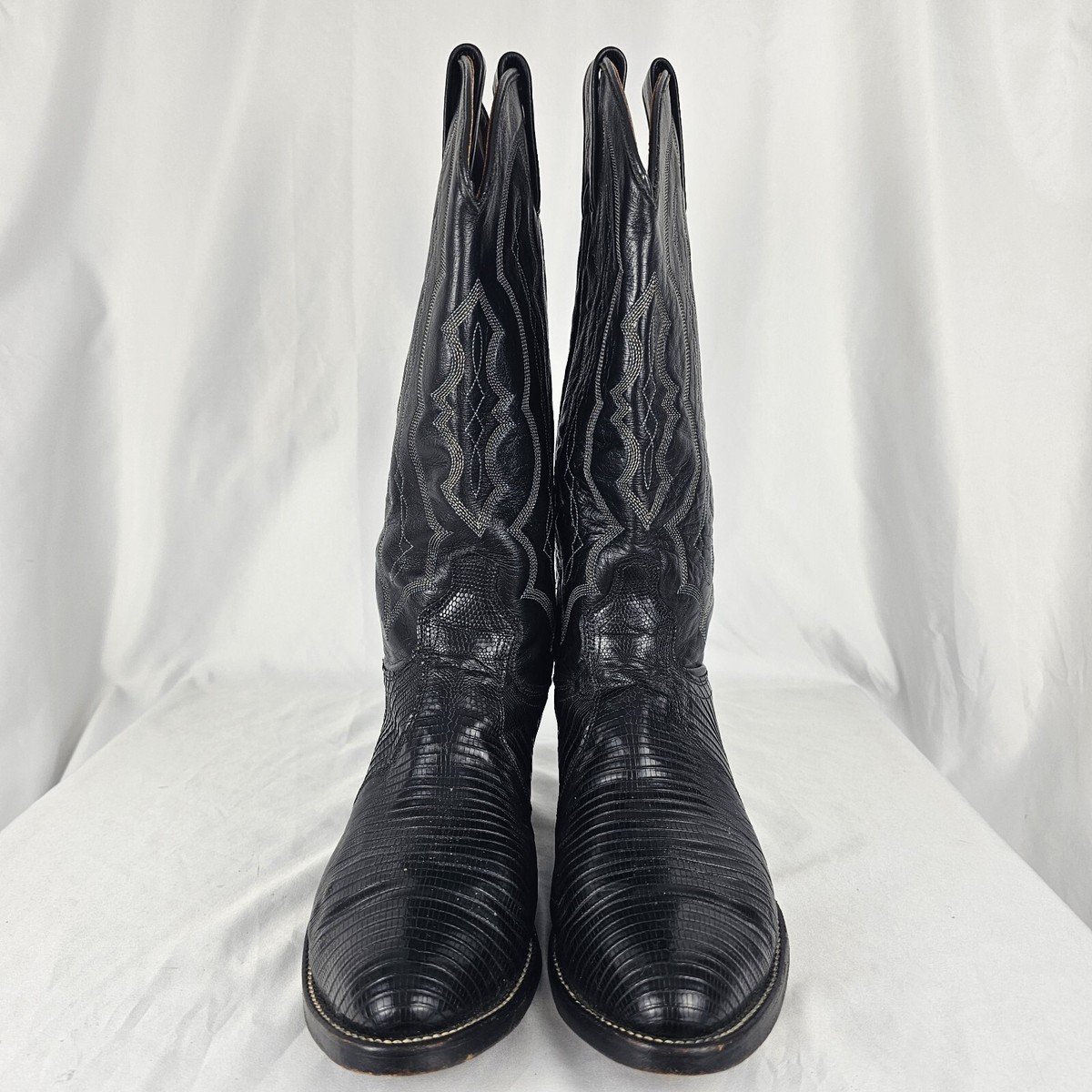 J Chisholm Mens Vintage Teju Lizard Embossed Leather Cowboy Boots 53455 Lizard Print Cowboy Boots J-Toe main image 4