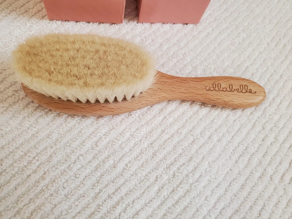 Ullabelle Wooden Baby Hairbrush Natural with Ultra Soft Goat Hair Bristles - Image 3 of 3