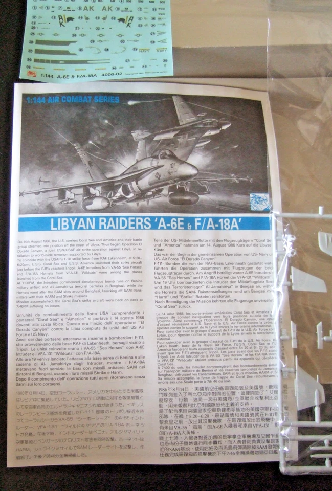KIT MODELO DML LIBYAN RAIDERS A-6E & F/A-18A 1:144 SERIE COMBATE AÉREO 4006-800 Foto 3 de 4