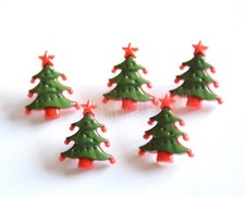 5 Holiday Christmas Tree Shank Back Buttons / Buttons Galore