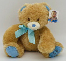 NWT Stuffed Toy Blue Plush Baby Toy Teddy Bear My First Bear Gift Wrapped 8"