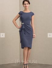 JJ  s House Knee Length Chiffon Cocktail Dress NWT - Slate Blue