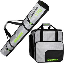BRUBAKER Ski Bag Combo Tec Pro - Boot Bag and Ski Bag - Silver/Green