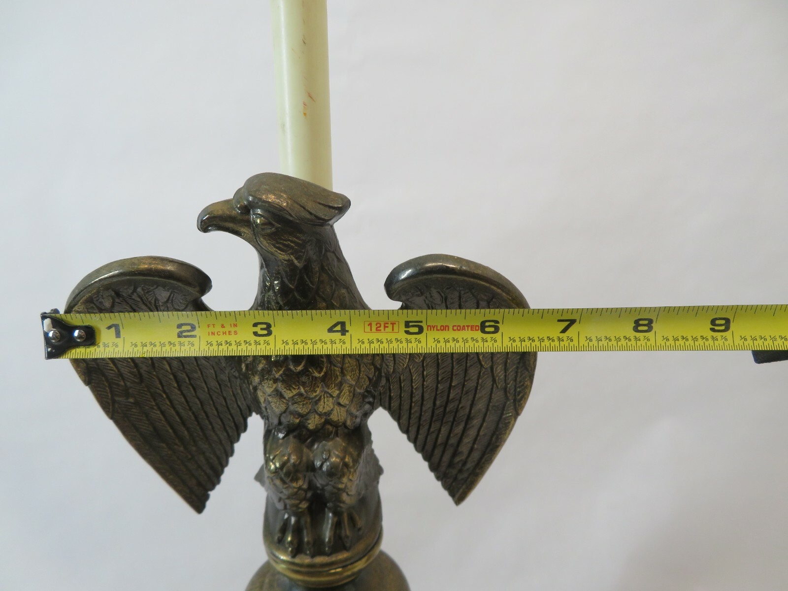 Old vintage custom pair of metal American eagle wings table lamp stands