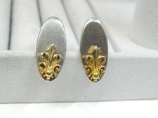 Vintage silver and gold tone Fleur-de-Lis SWANK cufflinks