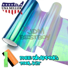 12"X108" Galaxy Chameleon Chrome Light Blue Headlight Taillight Fog Light Film