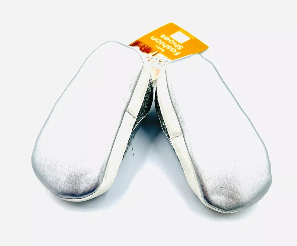 Baby Girl Fashion Slip On Silver Glitter Crib Prewalker Shoes 0-6m Soft Sole NWT - Image 3 of 4