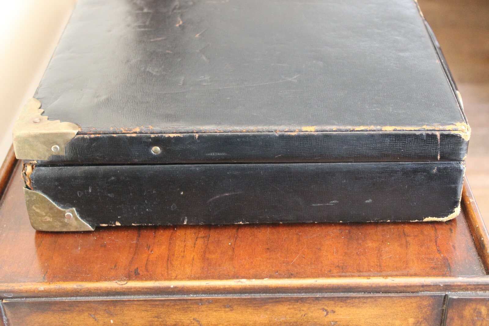 Vintage Mark Cross Black Leather Briefcase Hard Case … Gem