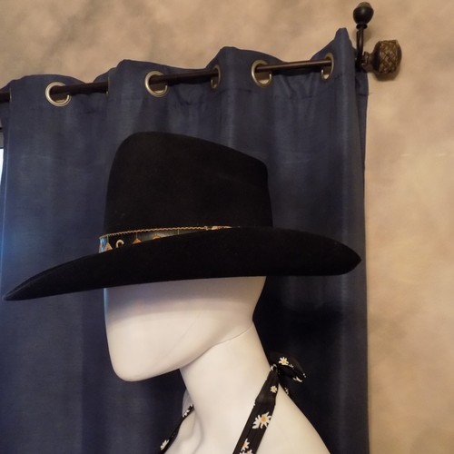 VTG Stetson Cowboy Hat 4X Beaver John B. Stetson Company Black leather band - Picture 2 of 24