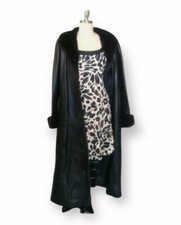 Brown Maxi Real Leather & Mink Trimmed Coat Macy's Thefurvault© Mink Trim Large
