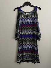 London Times Womens Size 8 Dress Shift Multi Color Split Sleeve Wear To Work