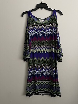 London Times Womens Size 8 Dress Shift Multi Color Split Sleeve Wear To Work