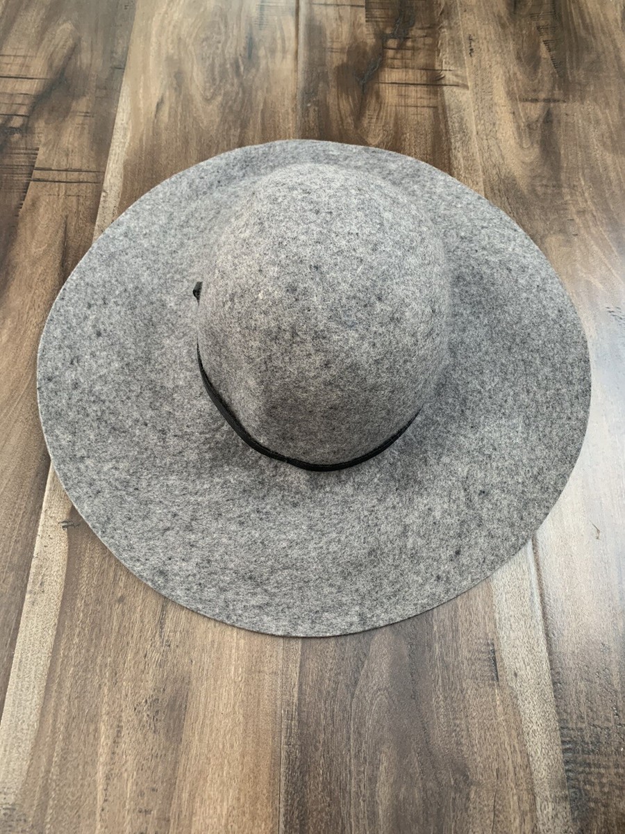 Hinge Faux Leather Trim Gray Wool Felt Hat One Size | eBay