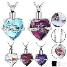 Cremation Jewelry Heart Urn Necklace Ashes Memorial Keepsake Birthstone Pendant