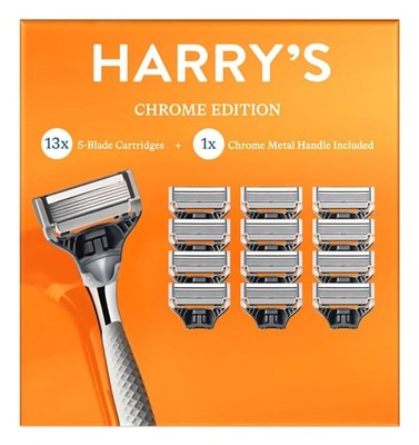 Harry's Chrome Edition Razor + (13) 5 Blade Cartridges Precision Trimmer
