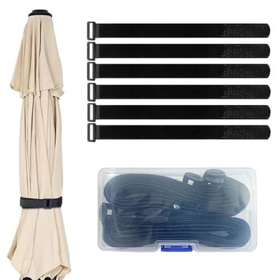 6 Pack Reusable Patio Umbrella Tie Strap,Nylon Self Adhesive Strap Black