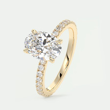 Diamond Setting Ring For Wedding Semi Mount Oval 0.50 Carat 14k Yellow Gold