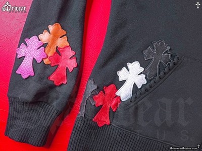 🔥A&G x Chrome Hearts Leather Cross Motif Hoodie Jacket - Y2K