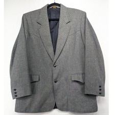 Pioneer Wear Mens Western Blazer Blue Grey Houndstooth 44L Made in USA