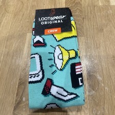 New LootWear Loot Crate Crew Computer Icons Symbols Socks Shoe Size 6-12 NWT