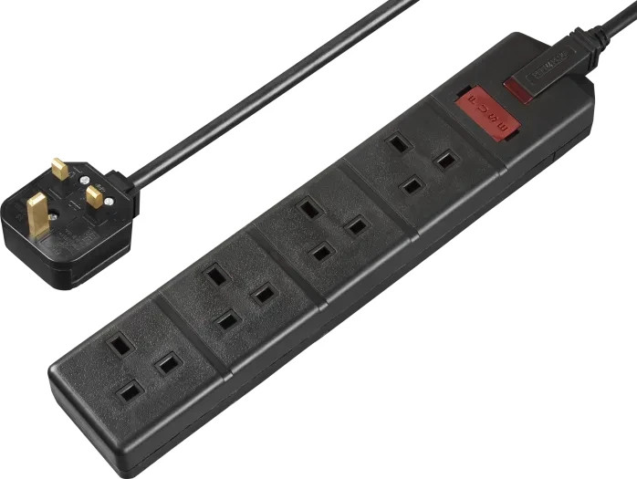 Masterplug Heavy Duty Mains Extension Lead 13A 2m 4 Gang Sockets Unswitched