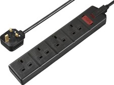 Masterplug Heavy Duty Mains Extension Lead 13A 2m 4 Gang Sockets Unswitched