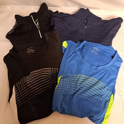 4 Shirts Sz L Tek Gear Black zip l/s Everlast Blue Black  l/s zip 2 Zity s/s