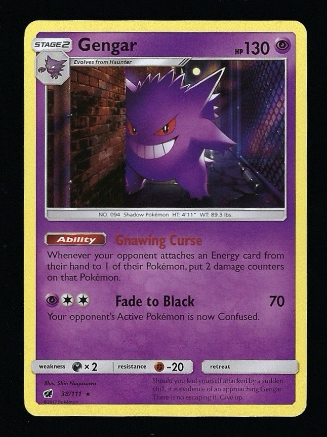 GENGAR #38 HOLO 2017 POKEMON SUN & MOON CRIMSON INVASION