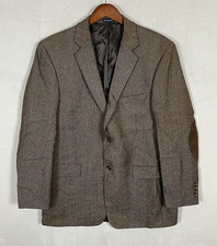 Stafford Essentials Sport Coat Men's 46L Brown Classic Fit Elbow Patches