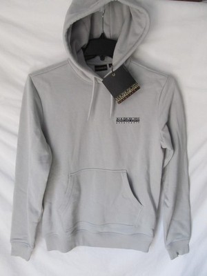 NWT Men's NAPAPIJRI Gray Cotton Blend Hoodie Pullover Sweatshirt Jacket Size S