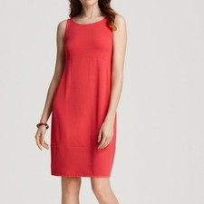 Eileen Fisher Sleeveless Tank Classic Midi Dress Red coastal summer Size medium