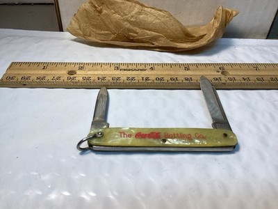 VINTAGE KUTMASTER USA COCA-COLA POCKET KNIFE YELLOW CRACKED ICE. NICE