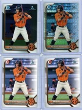 4 * ANTHONY RODRIGUEZ * 2022 1ST BOWMAN CHROME MOJO REFRACTOR RC + BASE RC'S