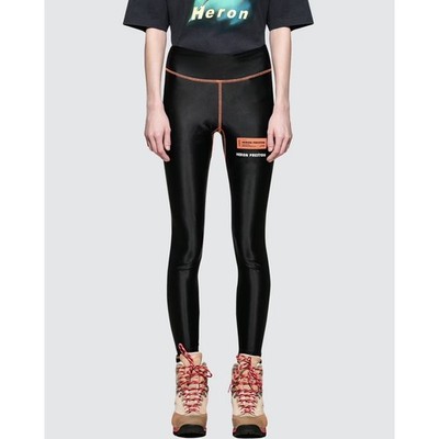 Heron Preston Leggings Womens Small Black Contrast Stitch High Waist Athleisure