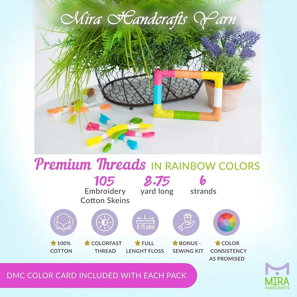 Hilos de punto de cruz de hilo bordado color arco iris premium amistad Foto 3 de 4