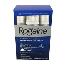 Rogaine Hair Regrowth Treatment Foam Three Month Supply 3x60ml/2.11fl New 08/27