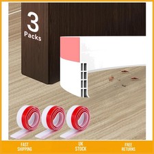 Triple Layer Silicone Door Bottom Draft Excluder White Soundproof 3pcs 100cm