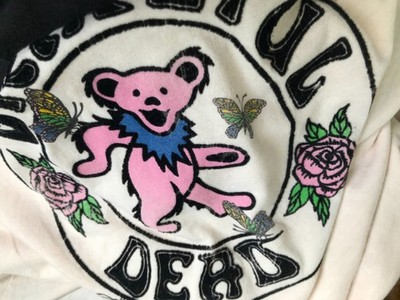 New Lucky Brand Grateful Dead Rock Band Womens Shirt Dancing Bear Butterflies~L