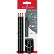 Faber-Castell Grip 2001 pencil, eraser, sharpener, set, black 580024