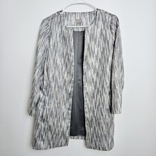 Chico  s Travelers Textured Lurex Jacket Sz 0 US S 4 6 Gray Metallic Silver