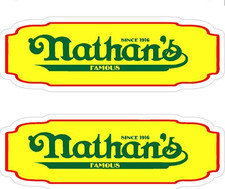 2 Nathans hotdogs Decal 8.5" Food Truck Concession Sign Vinyl Stickers hot dogs