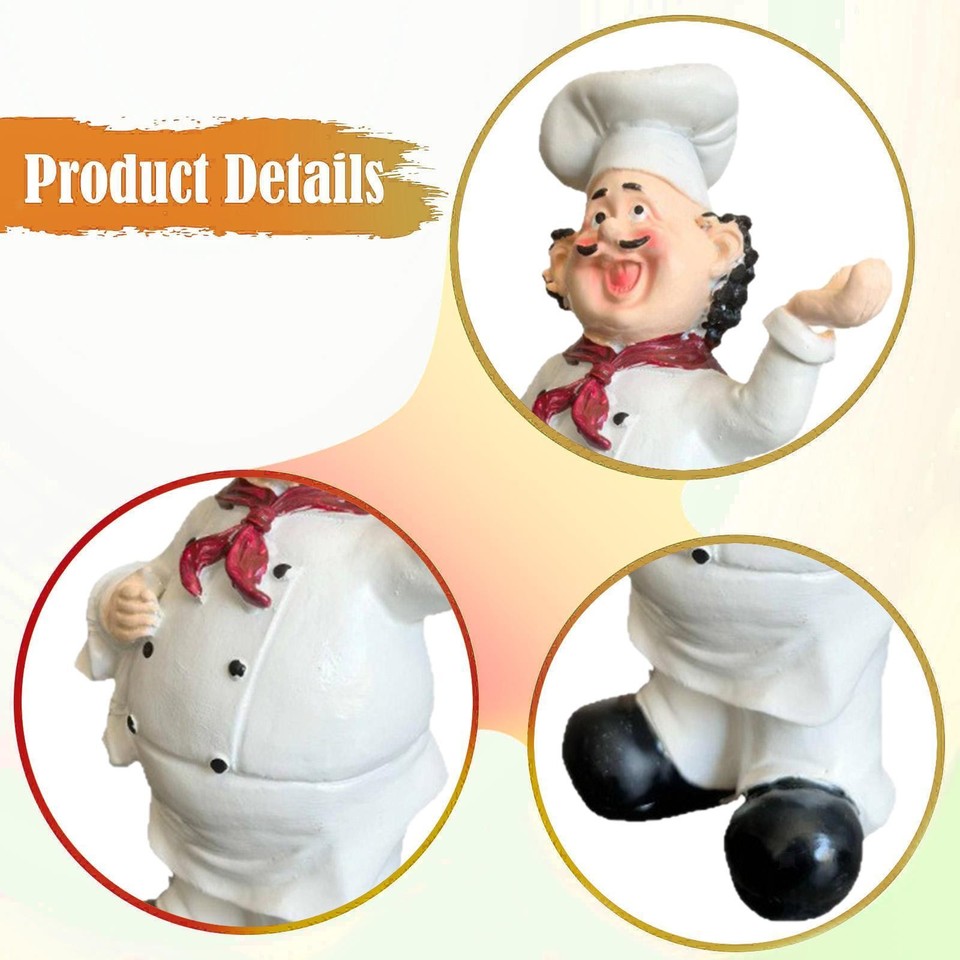 Cook Collection Figure Resin Chef Figurine Decorative Cute Resin Sculpture for Cabinet Kitchen ...