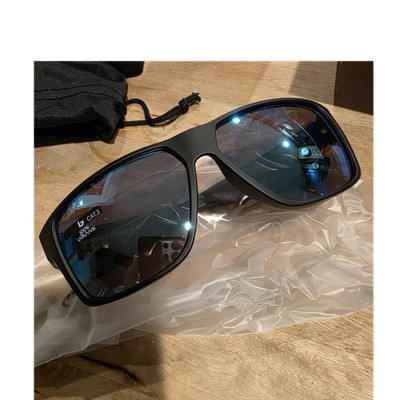 Bolle Brecken Lightweight Men's Sunglasses Black Matte Frame Blue Plastic Lenses